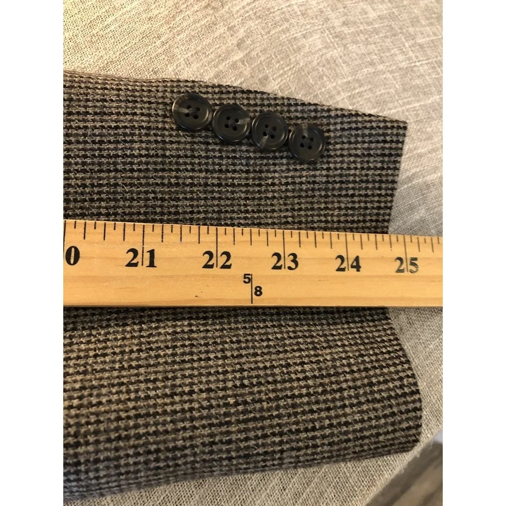Chaps 42R Blazer Gray Houndstooth Wool Blend Suit Coat Jacket Career Classic